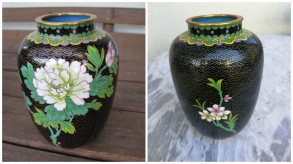 Vaza, vazelė Cloisonne emalio, antikvarinė. Kaina 62