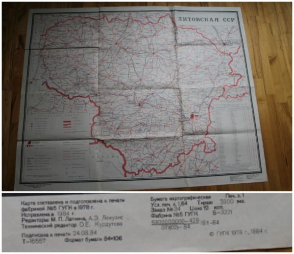 Žemėlapis Litovskaja SSR. Kaina 10