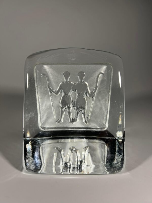 Stiklas masyvus, Zodiako ženklas Dvyniai. Nybro Sweden. Design Paul Isling. Kaina 18