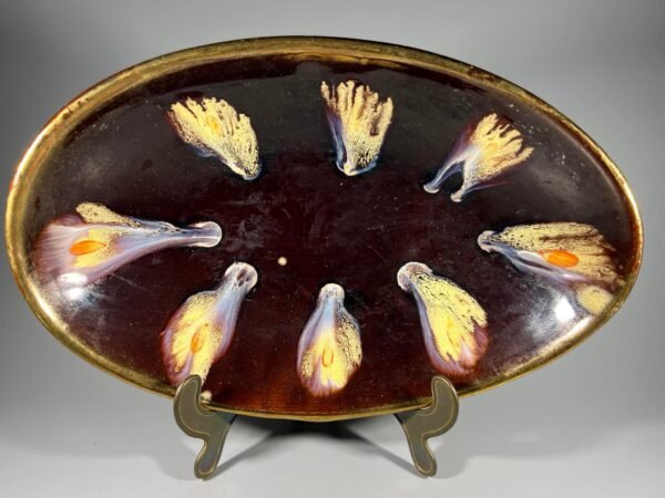 Vaza, lėkštė keraminė, glazūruota, Midcentury-modern stiliaus.. W. Germany.  Kaina 38