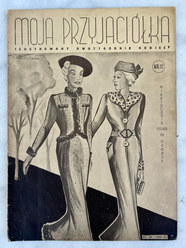 Žurnalas tarpukario moterims Moja przyjaciolka. 1937 m. Lenkija. 14 psl. Dydis: 24 x 34 cm. Kaina 16