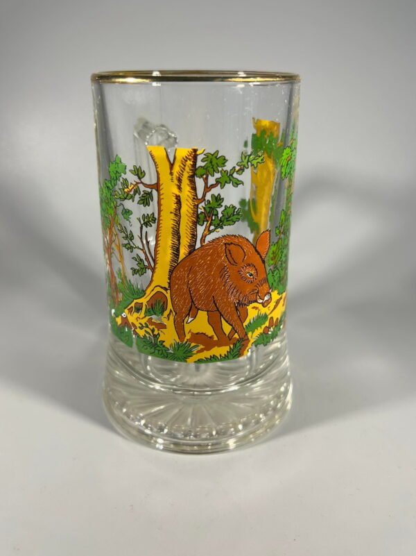 Bokalas stiklinis su šernu, vintažinis, 0,5 l. Kaina 8