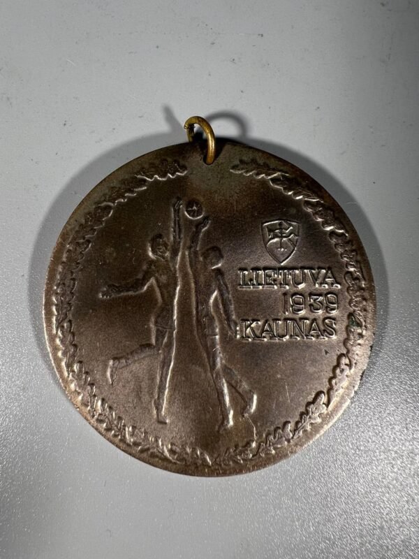 Medalis jubiliejinis Lietuva 1939 Kaunas. 1939 Europos čempionai 1989. Skersmuo 6 cm. Kaina 53