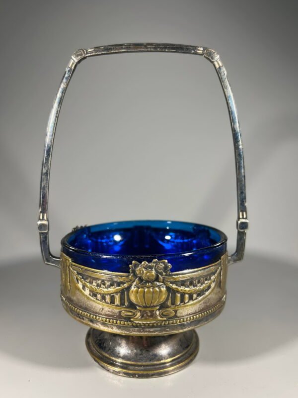 Indas metalinis mėlynu stiklu sidabruotas, antikvarinis KAISER. Kaina 48