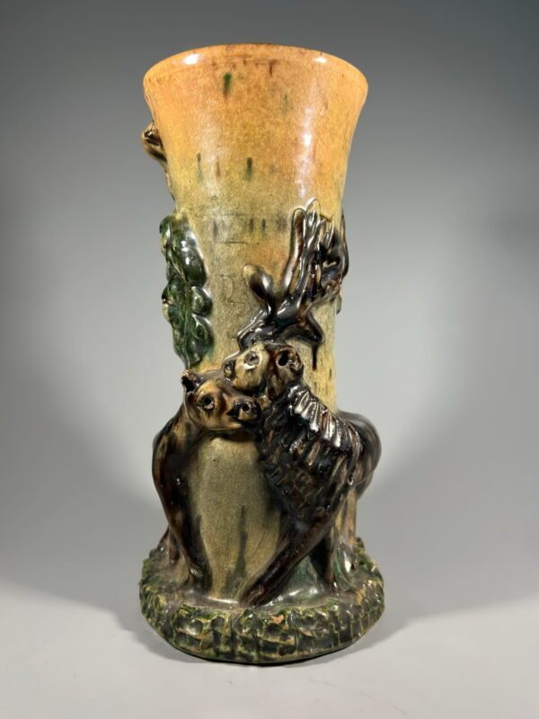 Vazelė, vaza keraminė, molinė glazūruota, antikvarinė, tarpukario laikų. Kaina 78