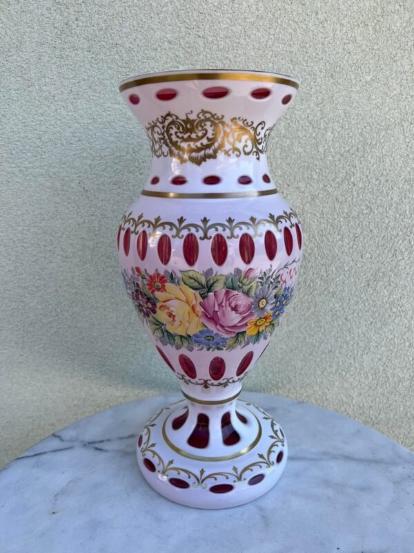 Vaza didelė, krištolinė Bohemia, rankų darbo. XX a., Čekoslovakija. Kaina 168