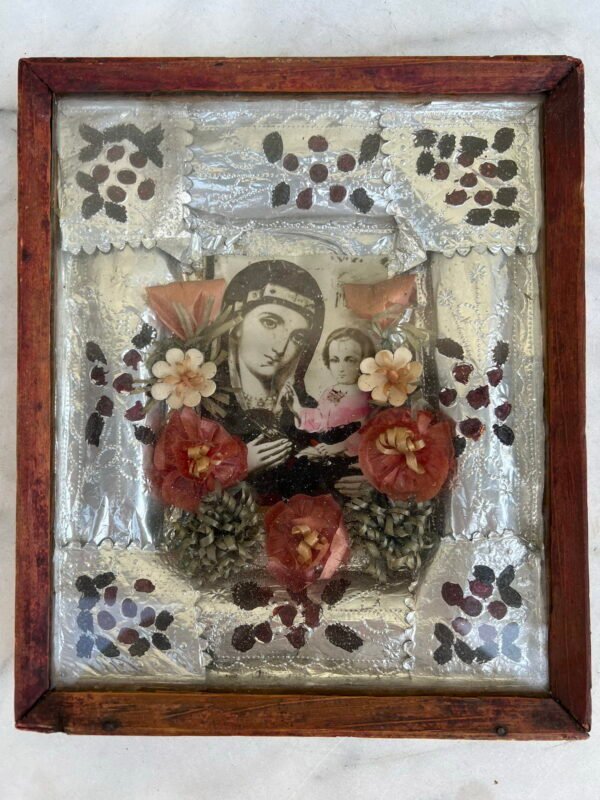 Ikona antikvarinė, kaimiška. Šventas paveikslas. Dzūkija. Kaina 93