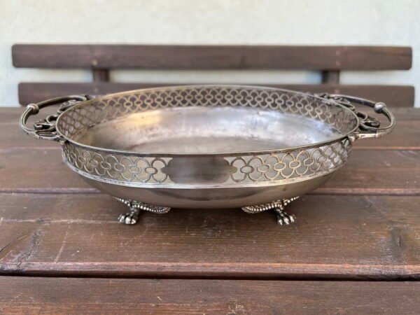 Indas vaisiams, vaisinė vaza antikvarinė sidabruota. 1886 m. MW&S EP A. Mark Willis & Son. Sheffield England UK. Kaina 63