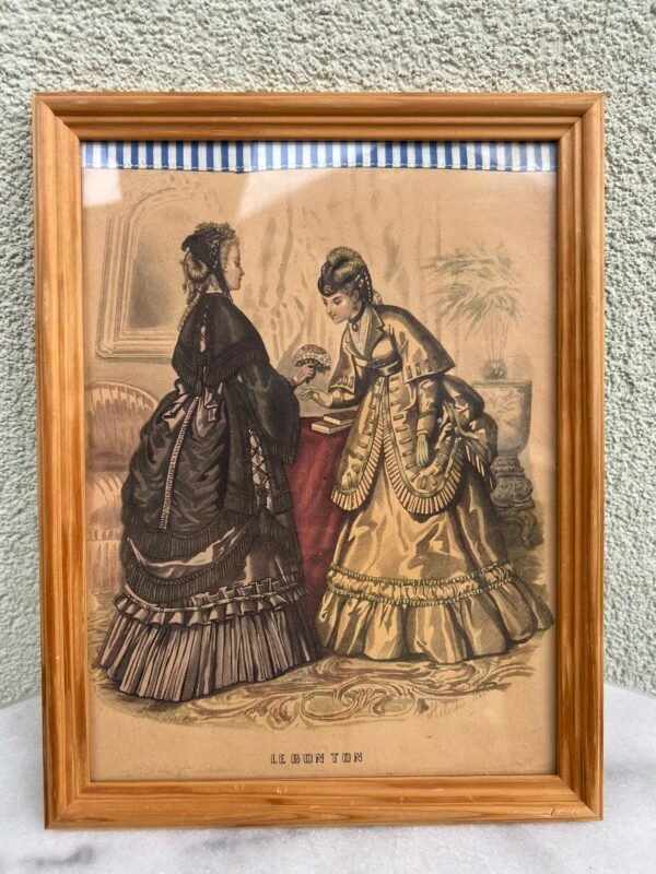 Paveikslėlis Mada, Įrėmintas, 1848 m. Moterų pasaulis žurnalo lapas. Kaina 36