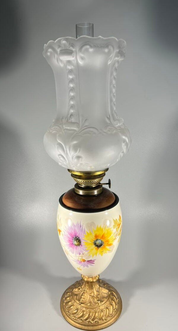 Žibalinė lempa antikvarinė, Art Nouveau stiliaus bei laikotarpio. Veikianti. Kaina 213