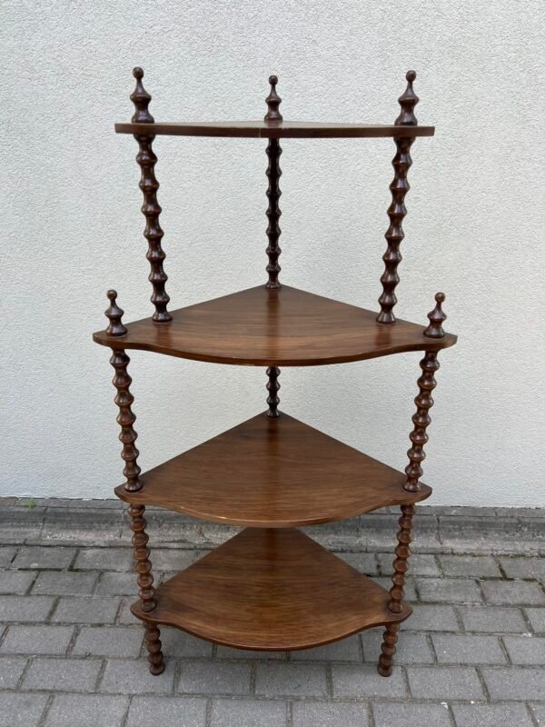 Etažerė kampinė, antikvarinė, tvirta. Kaina 193