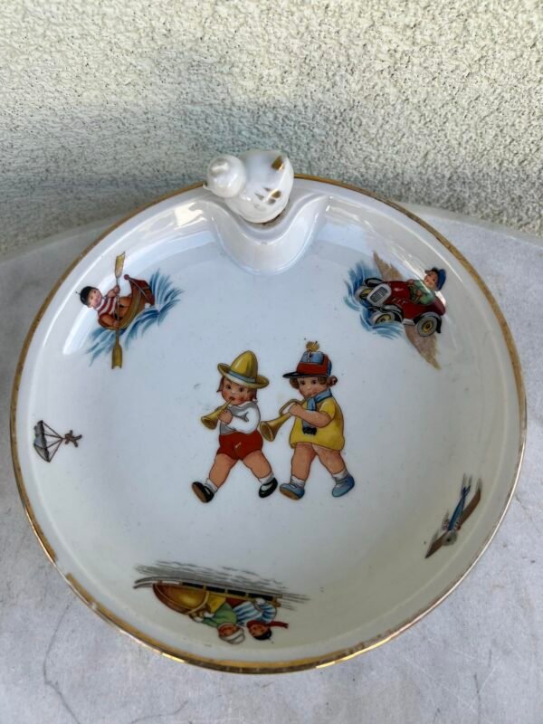 Dubenelis, lėkštė porcelianinė, šildoma, vaikiška, užkemšama kamščiu, prancūziška Limoges France. Kaina 47