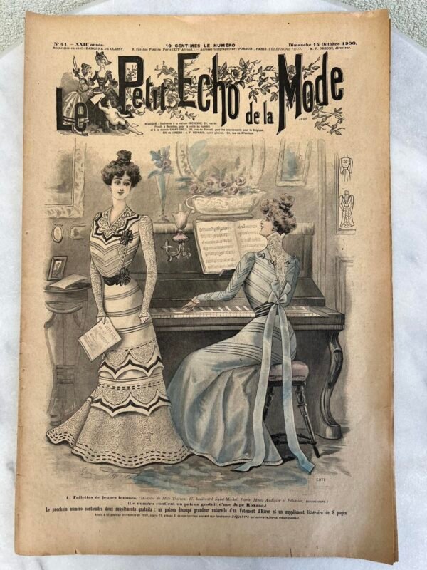Žurnalas Le Petit Écho de la Mode, prancūziškas, antikvarinis. 1900 m. Dydis: 31 x 46 cm. Kaina 18