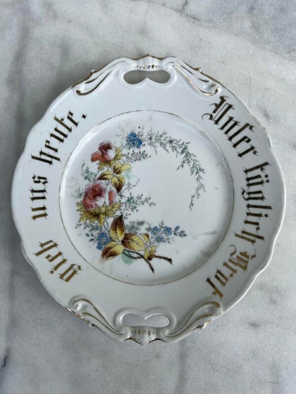 Lėkštė porcelianinė, antikvarinė Unser täglich Brot gib uns heute, Kasdieninės duonos duok mums šiandien. Kaina 38