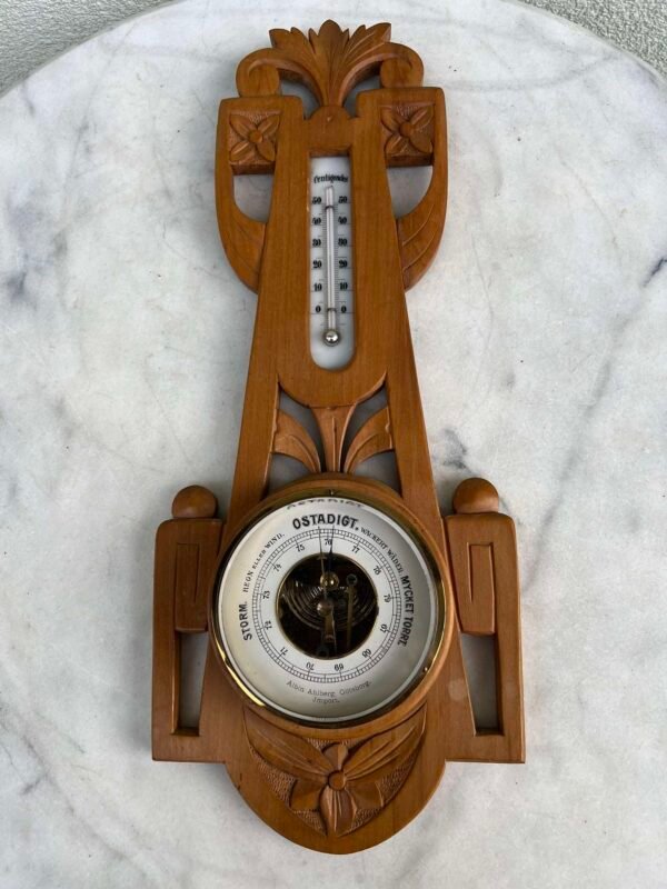 Barometras, termometras antikvarinis, Art Deco stiliaus, tarpukario laikų. Kaina 53