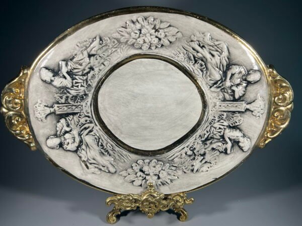 Lėkštė ovali, mėlynai balto porceliano R. CAPODIMONTE, Italy. Kaina 33