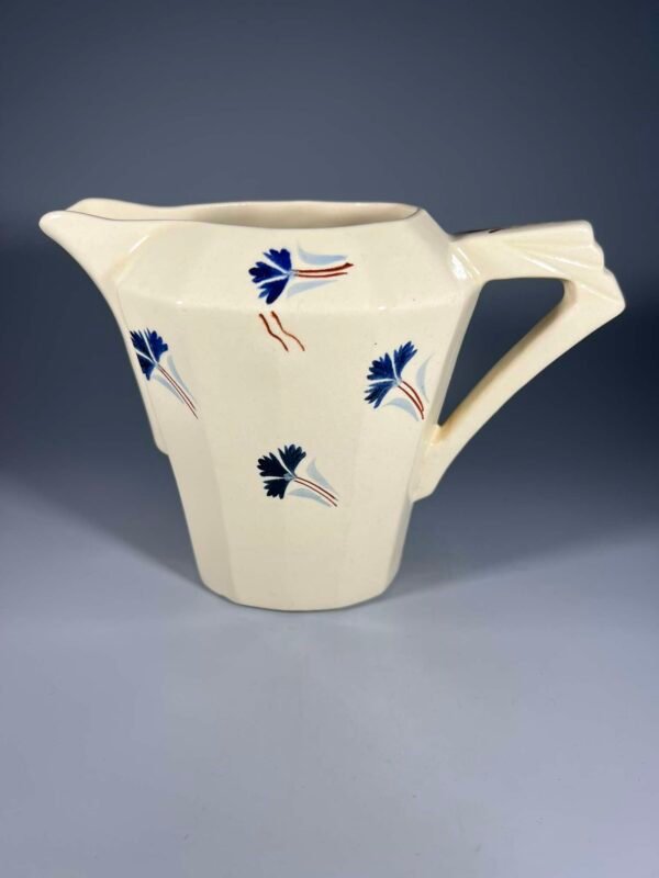 Ąsotėlis pienui, grietinėlei Art Deco stiliaus, antikvarinis, fajanso, prancūziškas, Moulin des Loups. Kaina 18