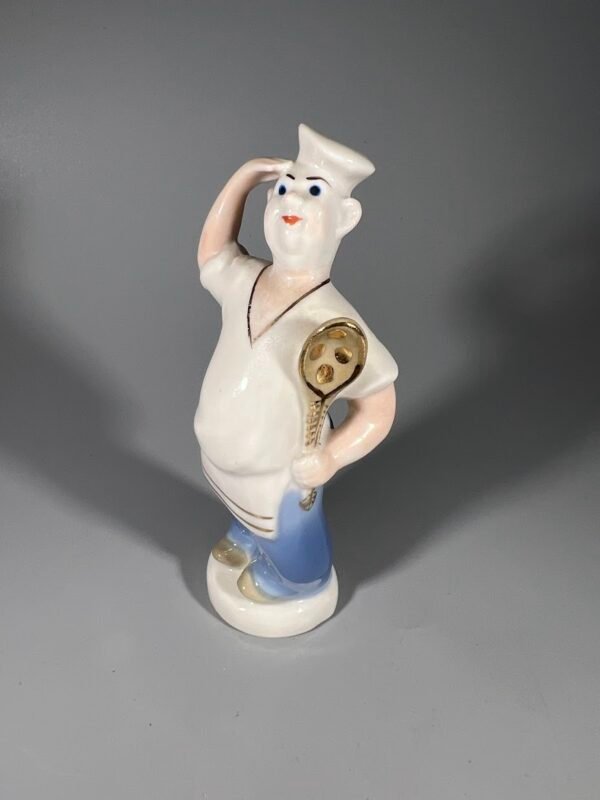 Statulėlė porcelianinė Virėjas, laivo kokas, sovietinė, tarybinių laikų, Polonės meninės keramikos gamykla,  ZHK, 1950–1960 m. Kaina 38