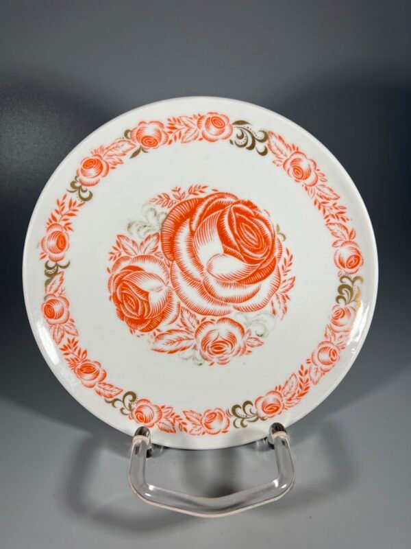 Lėkštė porcelianinė, Rožinis vainikas, rus. Розовый венок, sovietinė, tarybinių laikų, LFZ, 1970-1980 m. Kaina 17