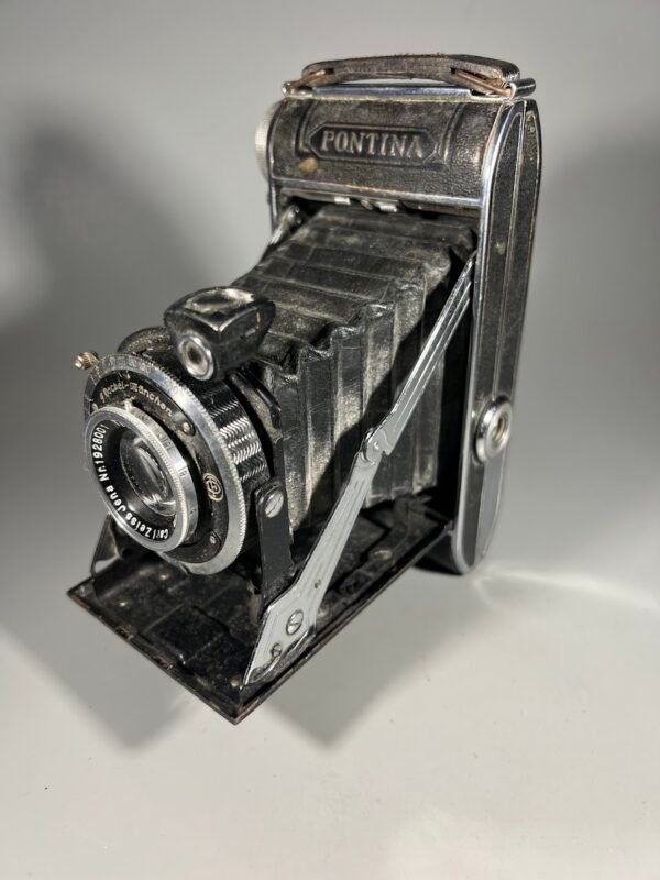 Fotoaparatas dumplinis, sulankstomas, antikvaris, tarpukario laikų Balda Pontina, Vokietija, 1936 m. Kaina 88