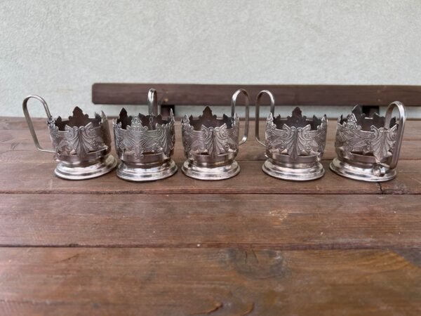 Podstakanikai, stiklinių laikikliai plieniniai, tarybinių laikų. LIKO 4 vnt. Kaina po 12