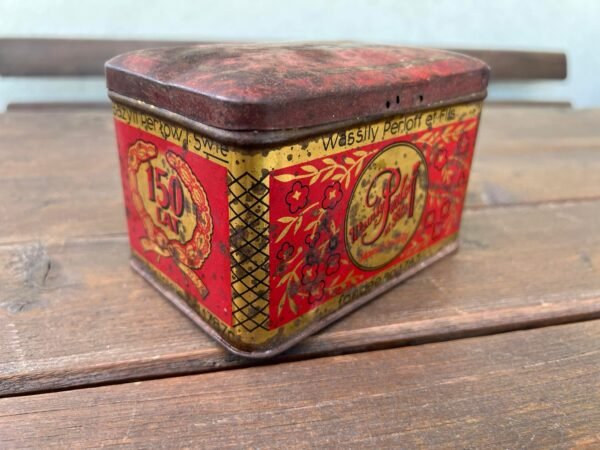 Skardinė dėžutė arbatai antikvarinė, Wassily Perloff et Fils, Jubiliejinė, 150 metų, 1787-1937 m. Kaina 28