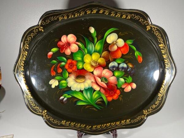 Lėkštė, padėklas metalinis, tapytas, tarybinis, sovietinių laikų. Kaina 33