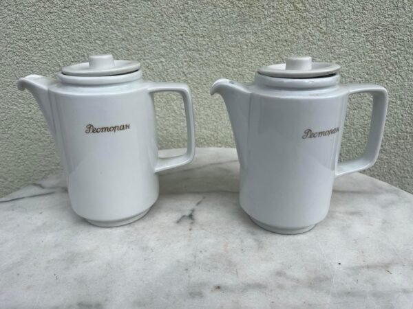 Arbatinukas, kavinukas porcelianinis RESTORAN. РЕСТОРАН, sovietinis, tarybinių laikų. 2 vnt. Kaina po 6