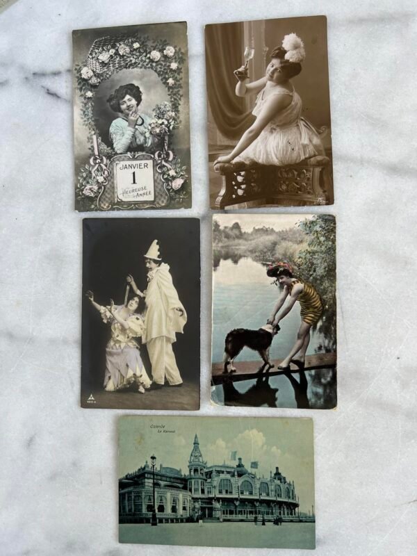 Atvirukai antikvariniai, belgiški, 1910-1911 m. 5 vnt. Kaina 16 už visus