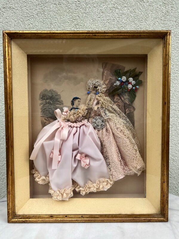 Diorama, Ephémères, XIX a. mados graviūra Prancūziška mada, rankų darbo, antikvarinė. Kaina 143