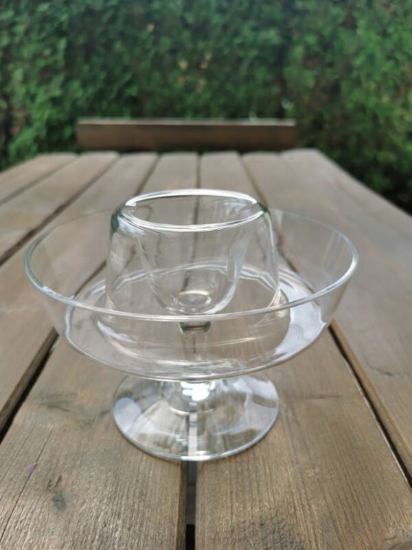 Indas krevetėms serviruoti, shrimp bowl, stiklinis, vintažinis. 1950 m. Kaina 28