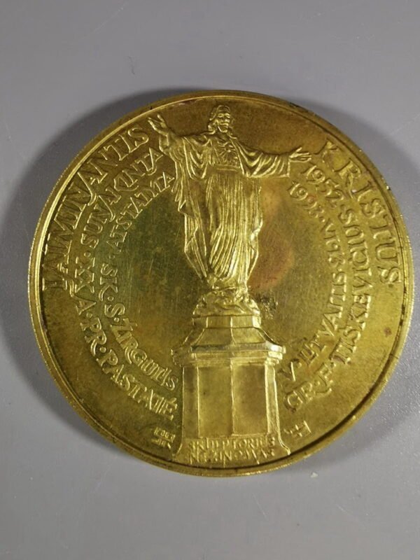 Medalis „Palanga – Laiminantis Kristus“  Žalvaris, kaltas, skersmuo 51 mm. Autorius P. Gintalas. 1993 m. Kaina 18