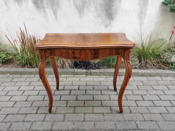 Stalas konsolė, žaidimų, lošimų staliukas išskleidžiamas, antikvarinis. Tvirtas. Kaina 258