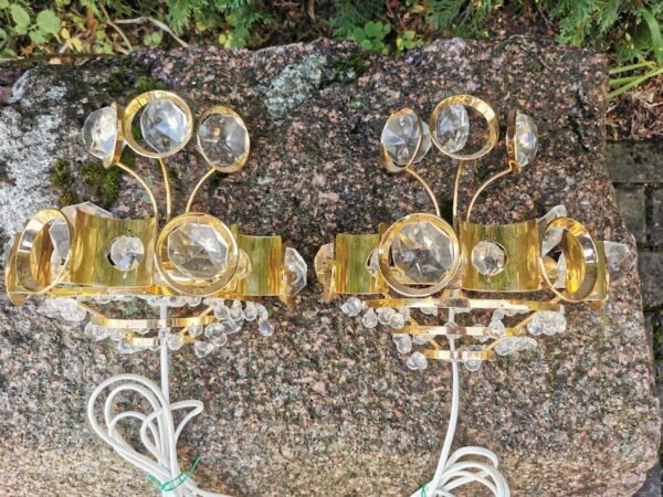 Šviestuvai bra, žalvaris, krištolas, vintažiniai. 2 vnt. Kaina po 53