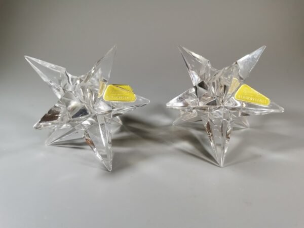 Žvakidės krištolinės (stiklinės) Rosenthal Bleikristal, vintažinės, žvaigždės formos. 2 vnt. Kaina 46 už abi.