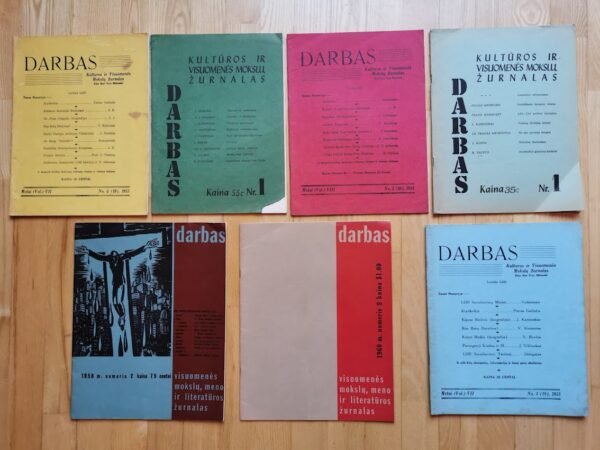 Žurnalai Darbas. Visuomenės mokslų, meno ir literatūros žurnalas. Leidžia Lietuvių darbininkų draugija, Inc. 1953, 1954, 1957, 1958, 1960 m. Kaina po 12