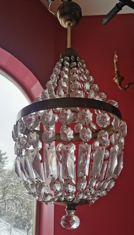 Šviestuvas krištolinis, vintažinis. Čekoslovakija. Kaina 113