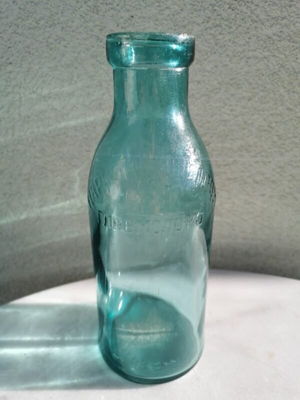 Butelis pieno, pienui НАРКОМПИЩЕПРОМ СССР ГЛАВМОЛОКО, tarybinis, antikvarinis, tarpukario laikų, 1938 m. Talpa 0,5 l. Kaina 38