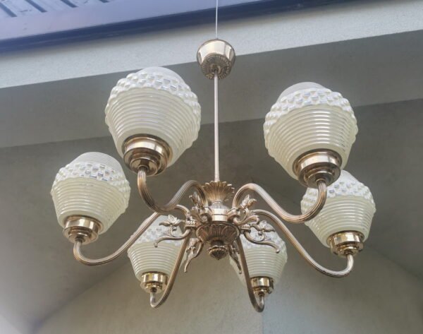 Šviestuvas Mid-century modern stiliaus. Bronza, stiklas. Kaina 187