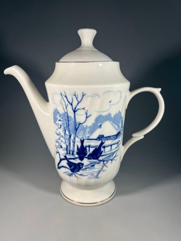 Arbatinukas, kavinukas porcelianinis Paukščiai, Rygos porceliano fabrikas (Rīgas porcelāna rūpnīca). 1985 m. Kaina 18