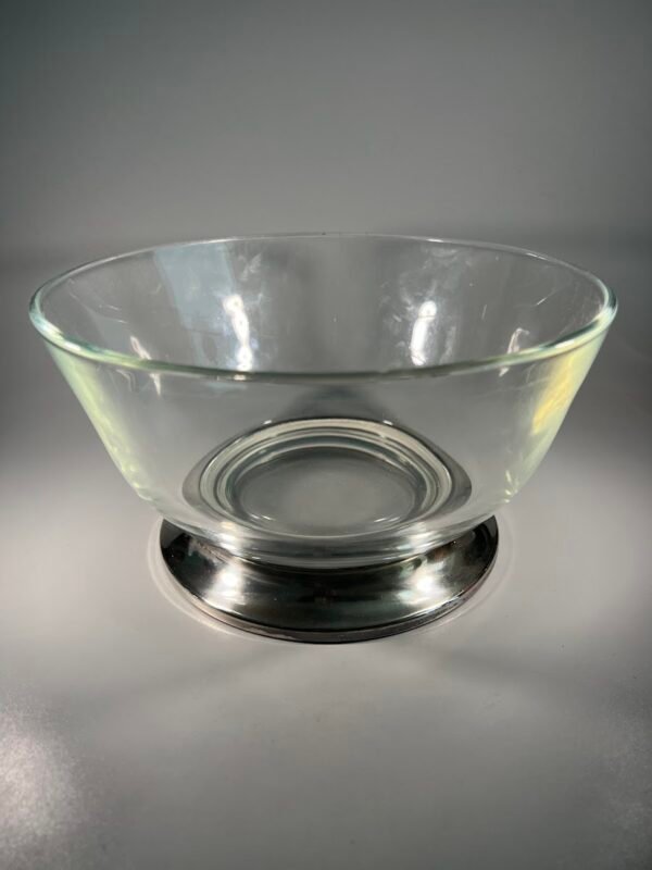 Indas, dubuo stiklinis, didelis, Mid-Century Modern stiliaus, sausaininė, saldaininė, Studio Silversmiths, Italija. Kaina 38