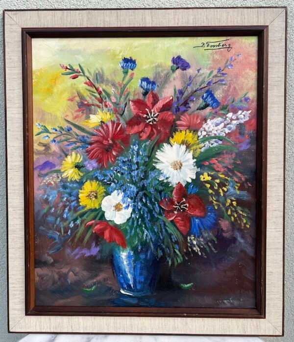 Paveikslas, natiurmortas Gėlės vazoje. Drobė, aliejus. BÖRJE FORSBERG, 1955 m. Kaina 83