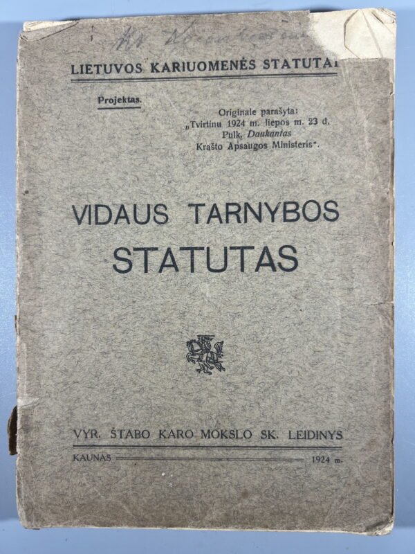 Knyga Vidaus tarnybos statutas, 1924 m. Kaina 38