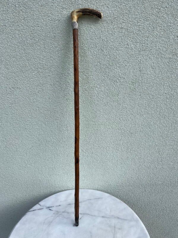 Lazda, lazdelė antikvarinė, rankena pagaminta iš rago, tvirta, medžioklės tema. Tinkama naudojimui. Kaina 78