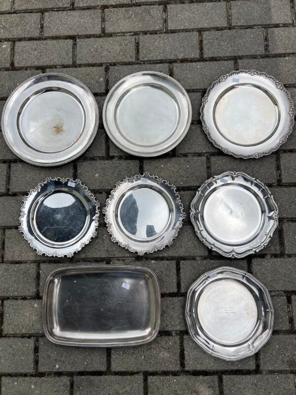 Lėkštė, padėklas sidabruotas, antikvarinis. LIKO 4 vnt. Kaina po 16