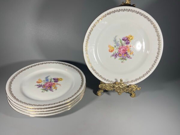 Lėkštė, lėkštės porcelianinė Moritzo Zdekauerio porceliano fabrikas. Čekoslovakija. 5 vnt. Kaina 12 už visas.