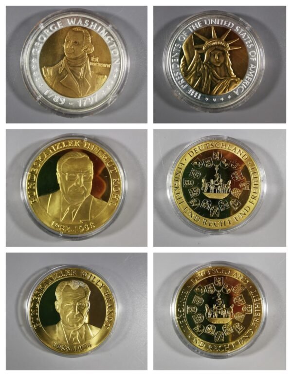 Medaliai: G. Washington, H. Kohl, W. Brandt. LIKO 2 vnt. PIRMASIS PARDUOTAS. Kaina po 12