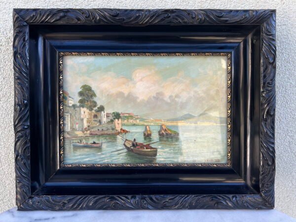 Paveikslas antikvarinis Italijos pakrantė, drobė, aliejus. Kaina 128