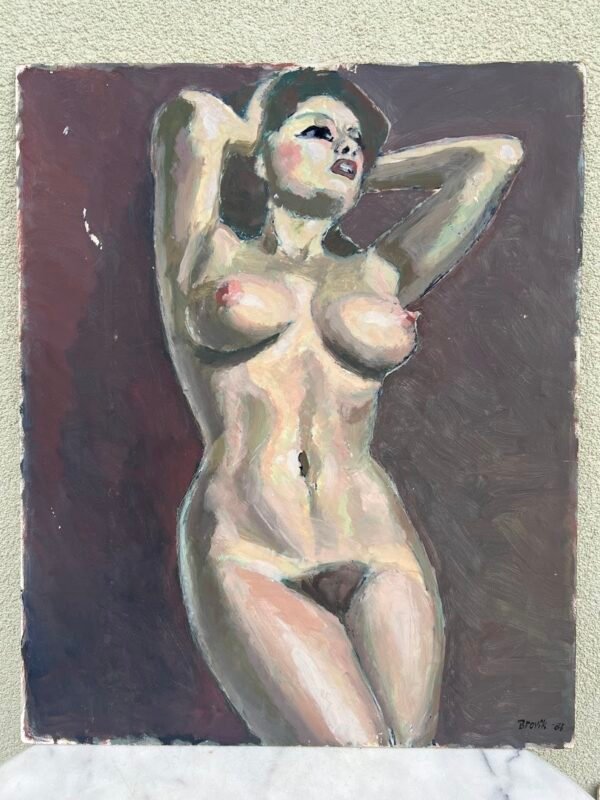 Paveikslas Nuoga moteris. Kartonas, akrilas, tempera. Åke Brovik (Sweden, 1911-1988). Kaina 87