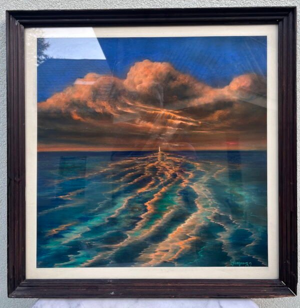 Paveikslas Baltijos spinduliai. Popierius, pastelė. Vytautas Krasauskas, 1982 m. Kaina 218